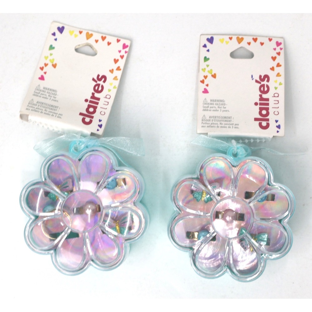 Claire's Club Flower Jewelry Case Girls OS Blue NWT Iridescent Daisy Set of 2